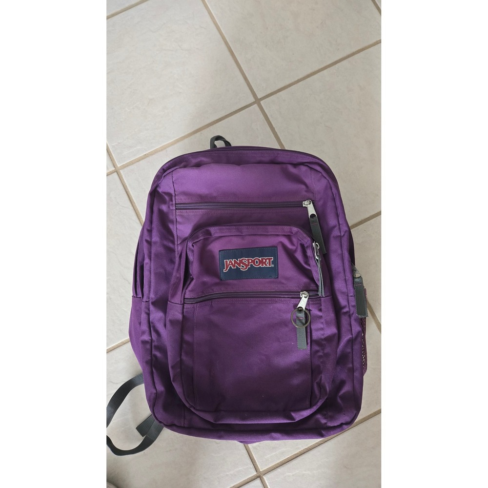 JanSport Big Student Backpack Purple School Travel Bag Two Main Compartments